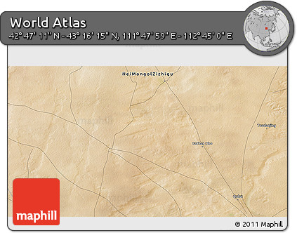 Satellite 3D Map of the Area around 43° 1' 43" N, 112° 16' 30" E