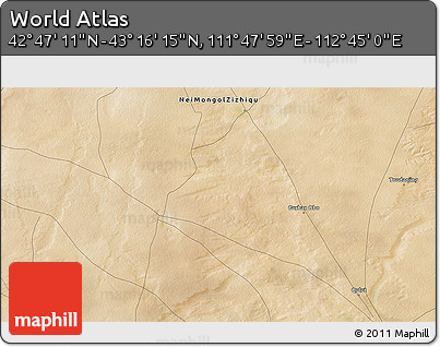 Satellite 3D Map of the Area around 43° 1' 43" N, 112° 16' 30" E