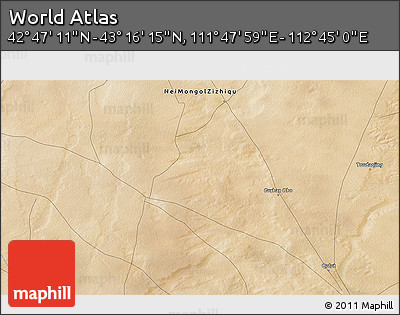 Satellite 3D Map of the Area around 43° 1' 43" N, 112° 16' 30" E