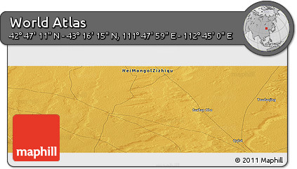 Physical Panoramic Map of the Area around 43° 1' 43" N, 112° 16' 30" E