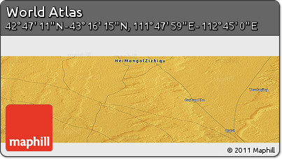 Physical Panoramic Map of the Area around 43° 1' 43" N, 112° 16' 30" E