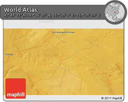 Physical 3D Map of the Area around 43° 1' 43" N, 113° 7' 30" E