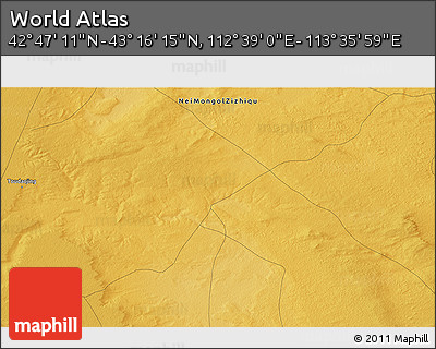 Physical 3D Map of the Area around 43° 1' 43" N, 113° 7' 30" E
