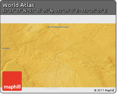 Physical 3D Map of the Area around 43° 1' 43" N, 113° 7' 30" E