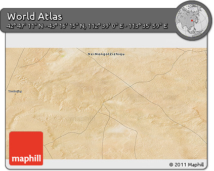 Satellite 3D Map of the Area around 43° 1' 43" N, 113° 7' 30" E