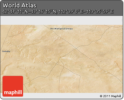 Satellite 3D Map of the Area around 43° 1' 43" N, 113° 7' 30" E