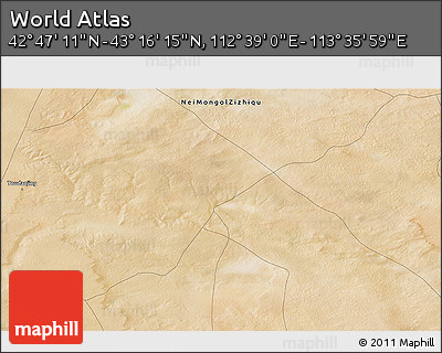 Satellite 3D Map of the Area around 43° 1' 43" N, 113° 7' 30" E