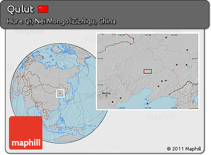 Gray Location Map of Qulut, hill shading
