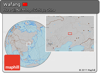 Gray Location Map of Wafang, hill shading