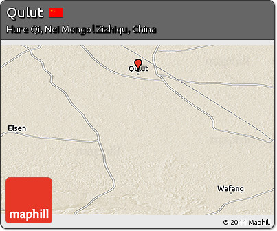 Shaded Relief Panoramic Map of Qulut