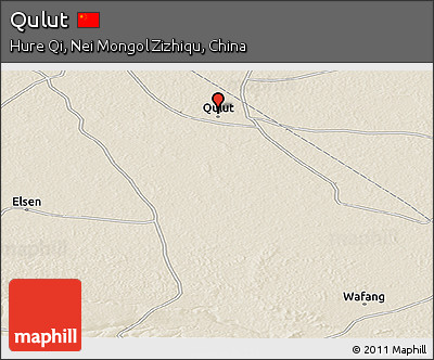 Shaded Relief Panoramic Map of Qulut