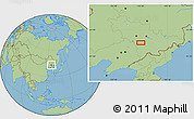 Savanna Style Location Map of the area around 43° 1' 43" N, 125° 52' 30" E