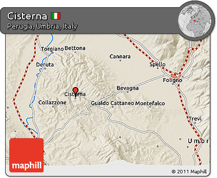 Shaded Relief 3D Map of Cisterna