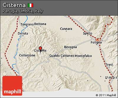 Shaded Relief 3D Map of Cisterna