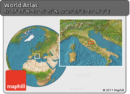 Satellite Location Map of the Area around 43° 1' 43" N, 12° 49' 29" E