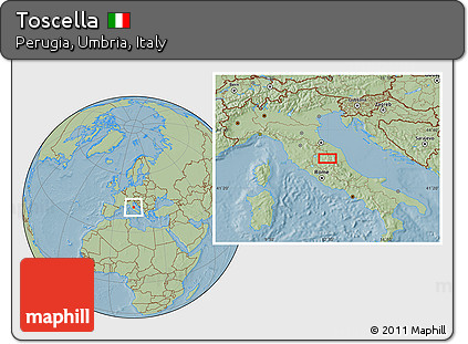 Savanna Style Location Map of Toscella, hill shading