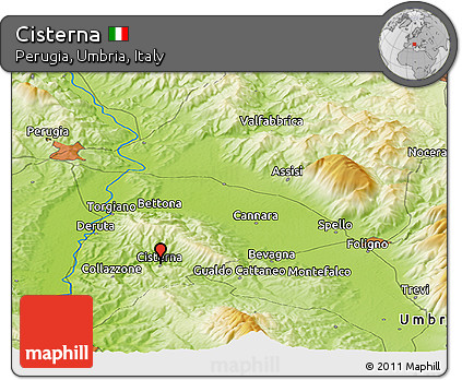 Physical Panoramic Map of Cisterna