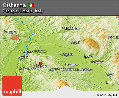 Physical Panoramic Map of Cisterna
