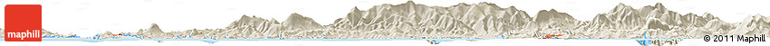 Shaded Relief Horizon Map of the Area around 43° 1' 43" N, 132° 40' 30" E
