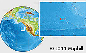 Physical Location Map of the area around 43° 1' 43" N, 134° 13' 29" W