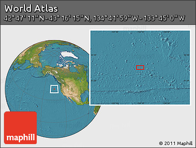 Satellite Location Map of the Area around 43° 1' 43" N, 134° 13' 29" W