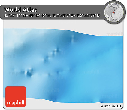 Physical 3D Map of the Area around 43° 1' 43" N, 135° 13' 29" E