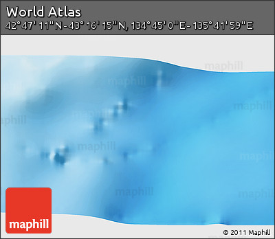 Physical 3D Map of the Area around 43° 1' 43" N, 135° 13' 29" E