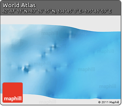 Physical 3D Map of the Area around 43° 1' 43" N, 135° 13' 29" E