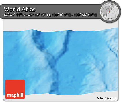 Physical 3D Map of the Area around 43° 1' 43" N, 139° 28' 29" E