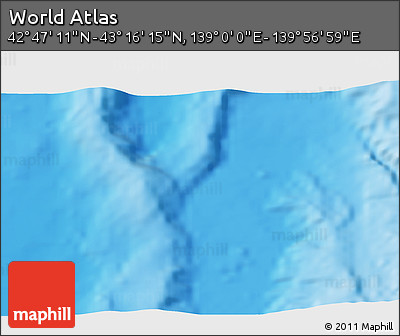 Physical 3D Map of the Area around 43° 1' 43" N, 139° 28' 29" E