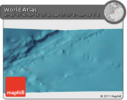 Satellite 3D Map of the Area around 43° 1' 43" N, 148° 49' 29" E