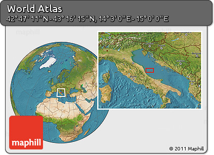 Satellite Location Map of the Area around 43° 1' 43" N, 14° 31' 30" E