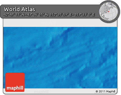 Physical 3D Map of the Area around 43° 1' 43" N, 153° 4' 29" E