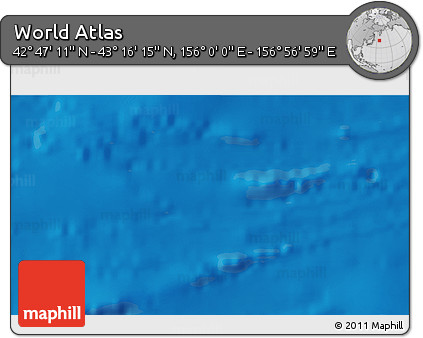 Physical 3D Map of the Area around 43° 1' 43" N, 156° 28' 29" E