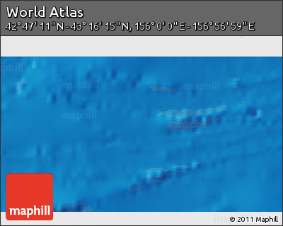 Physical 3D Map of the Area around 43° 1' 43" N, 156° 28' 29" E