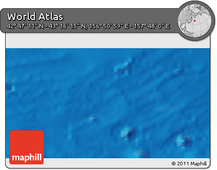 Physical 3D Map of the Area around 43° 1' 43" N, 157° 19' 29" E