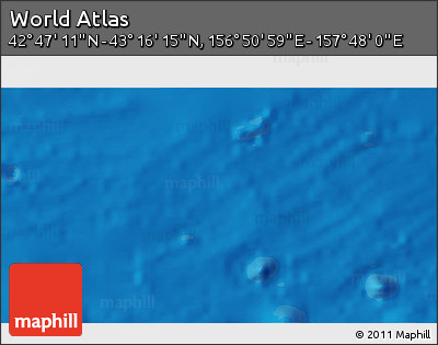 Physical 3D Map of the Area around 43° 1' 43" N, 157° 19' 29" E