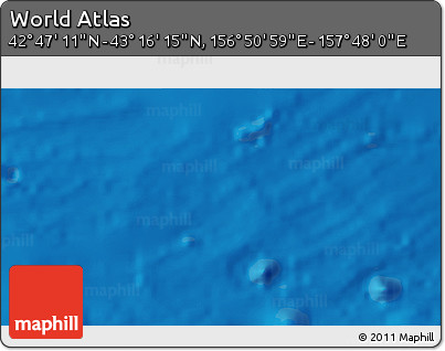 Physical 3D Map of the Area around 43° 1' 43" N, 157° 19' 29" E
