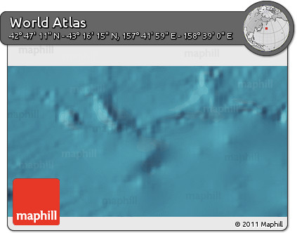 Satellite 3D Map of the Area around 43° 1' 43" N, 158° 10' 30" E