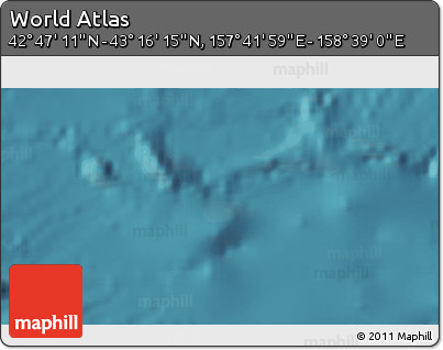 Satellite 3D Map of the Area around 43° 1' 43" N, 158° 10' 30" E