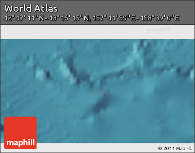 Satellite 3D Map of the Area around 43° 1' 43" N, 158° 10' 30" E