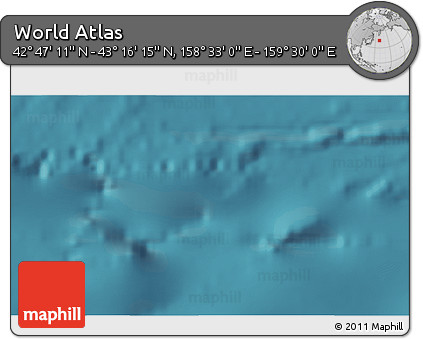 Satellite 3D Map of the Area around 43° 1' 43" N, 159° 1' 30" E