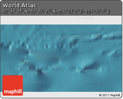 Satellite 3D Map of the Area around 43° 1' 43" N, 159° 1' 30" E