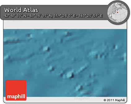 Satellite 3D Map of the Area around 43° 1' 43" N, 159° 52' 30" E