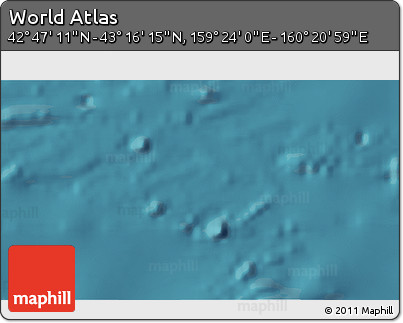 Satellite 3D Map of the Area around 43° 1' 43" N, 159° 52' 30" E