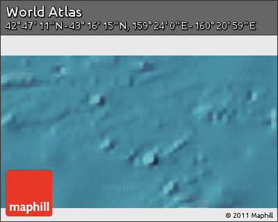 Satellite 3D Map of the Area around 43° 1' 43" N, 159° 52' 30" E