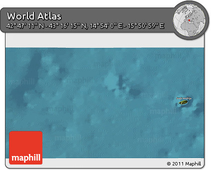 Satellite 3D Map of the Area around 43° 1' 43" N, 15° 22' 30" E