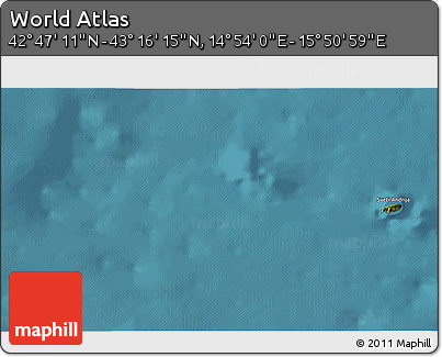 Satellite 3D Map of the Area around 43° 1' 43" N, 15° 22' 30" E