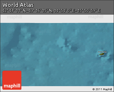Satellite 3D Map of the Area around 43° 1' 43" N, 15° 22' 30" E