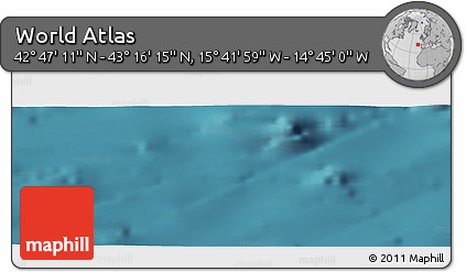 Satellite Panoramic Map of the Area around 43° 1' 43" N, 15° 13' 29" W